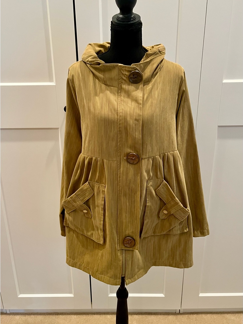 Dorman Unique A-Line Coat in Olive w/ Fabulous Details Fall Medium Weight Size S